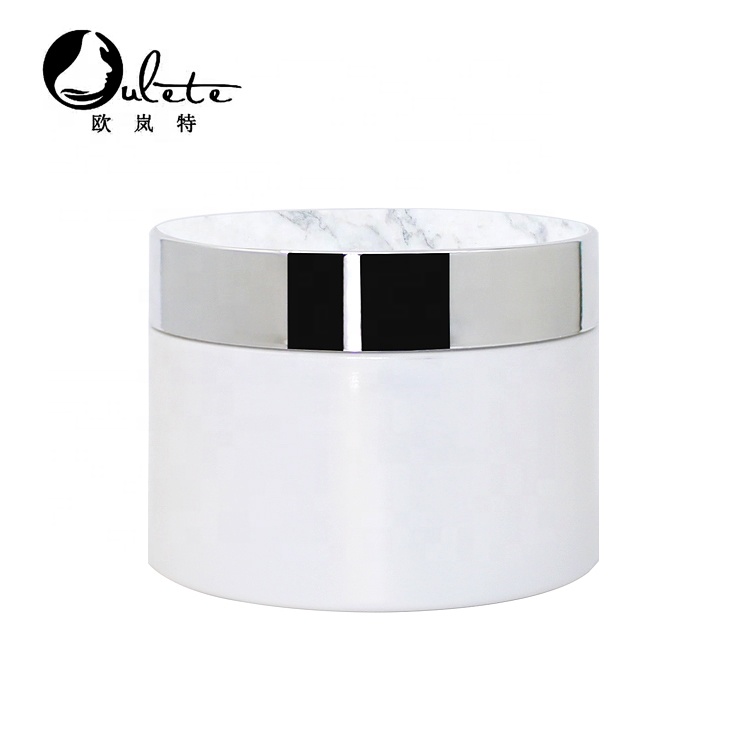 big size plastic white PP cosmetic cream container body cream jar with marble cover 250ml 380ml
