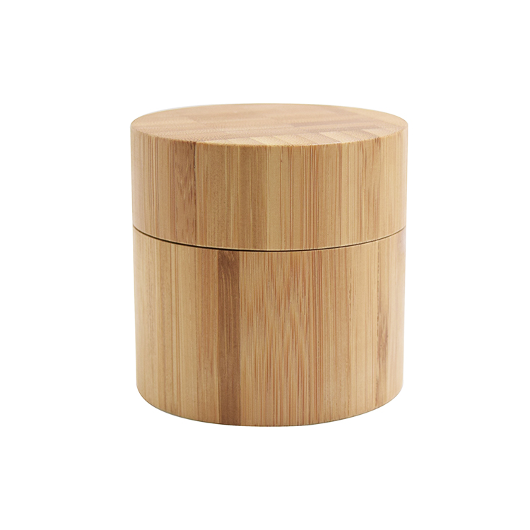 biodegradable 15g 30g 50g clear frosted glass jar full covered real bamboo jar