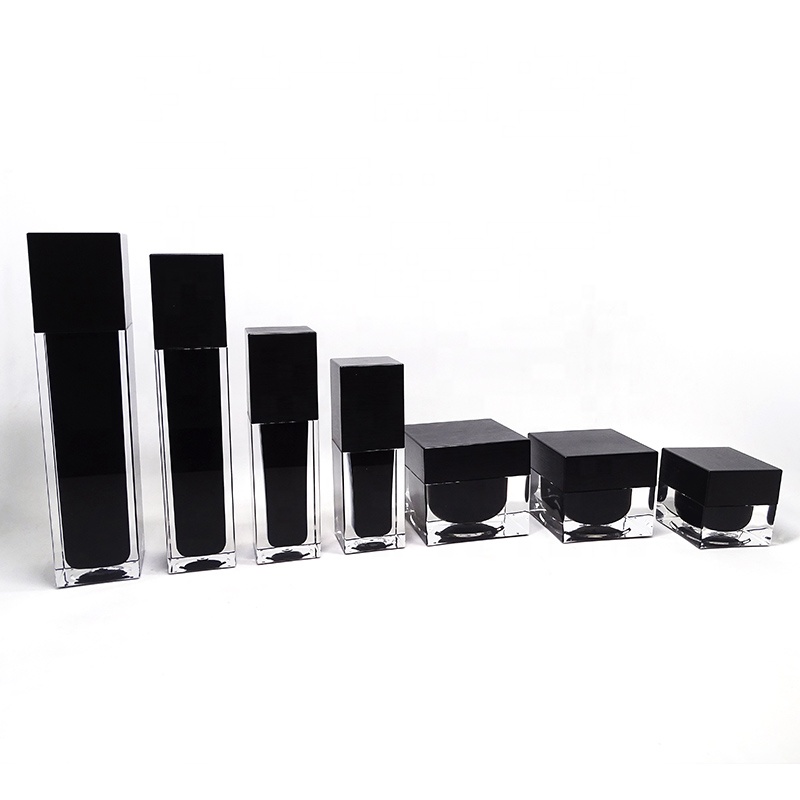 biodegradable Luxury envases cosmeticos Square Acrylic lotion packaging skincare bottle set