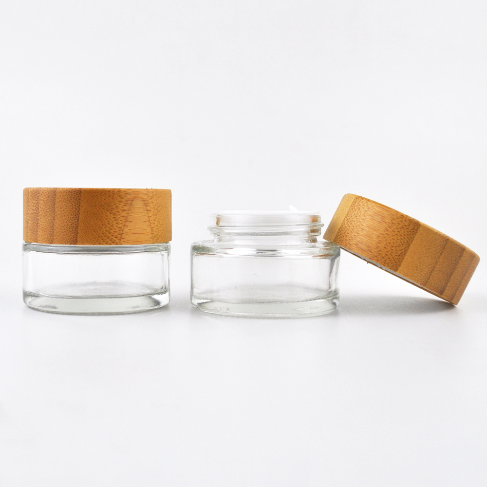 biodegradable cream glass jar with bamboo lid cosmetic jar packaging