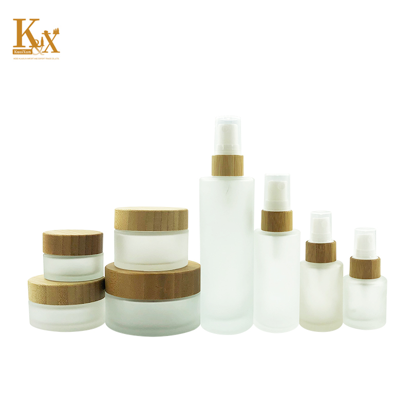 biodegradable packaging 30ml 50ml 100ml 120ml Frosted Clear Bamboo Lotion Pump Bottle Glass Jar With Bamboo