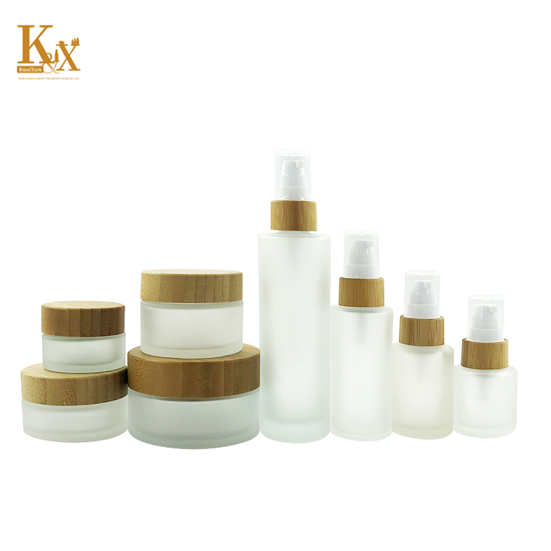 biodegradable packaging 30ml 50ml 100ml 120ml Frosted Clear Bamboo Lotion Pump Bottle Glass Jar With Bamboo