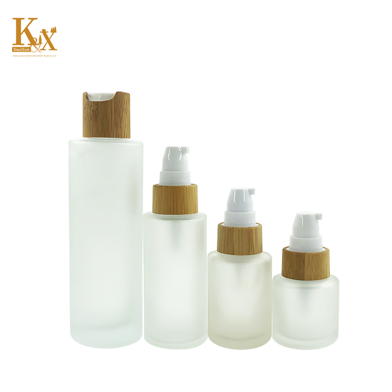 biodegradable packaging 30ml 50ml 100ml 120ml Frosted Clear Bamboo Lotion Pump Bottle Glass Jar With Bamboo