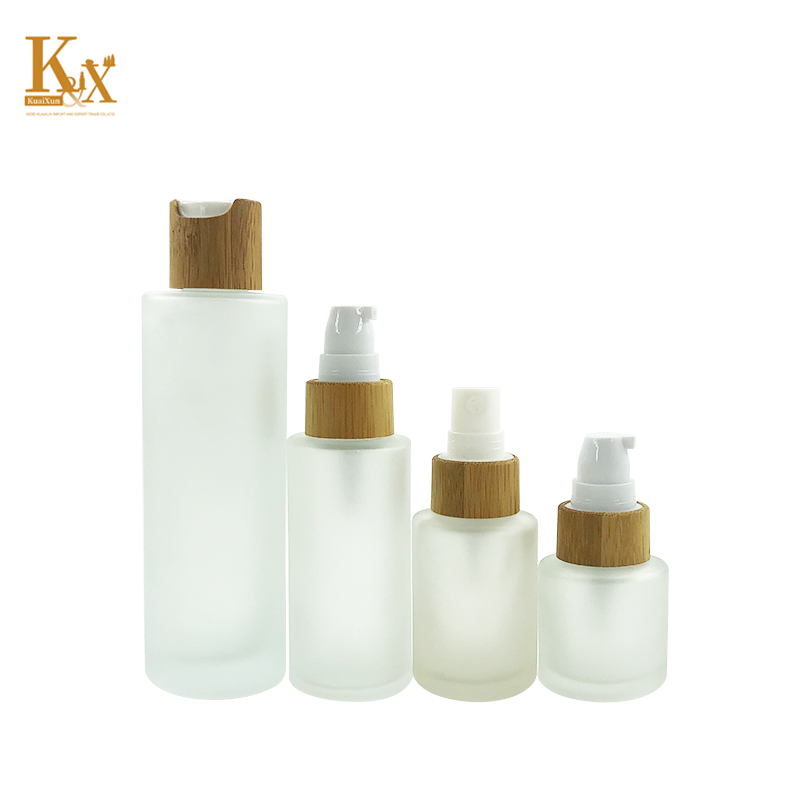 biodegradable packaging 30ml 50ml 100ml 120ml Frosted Clear Bamboo Lotion Pump Bottle Glass Jar With Bamboo