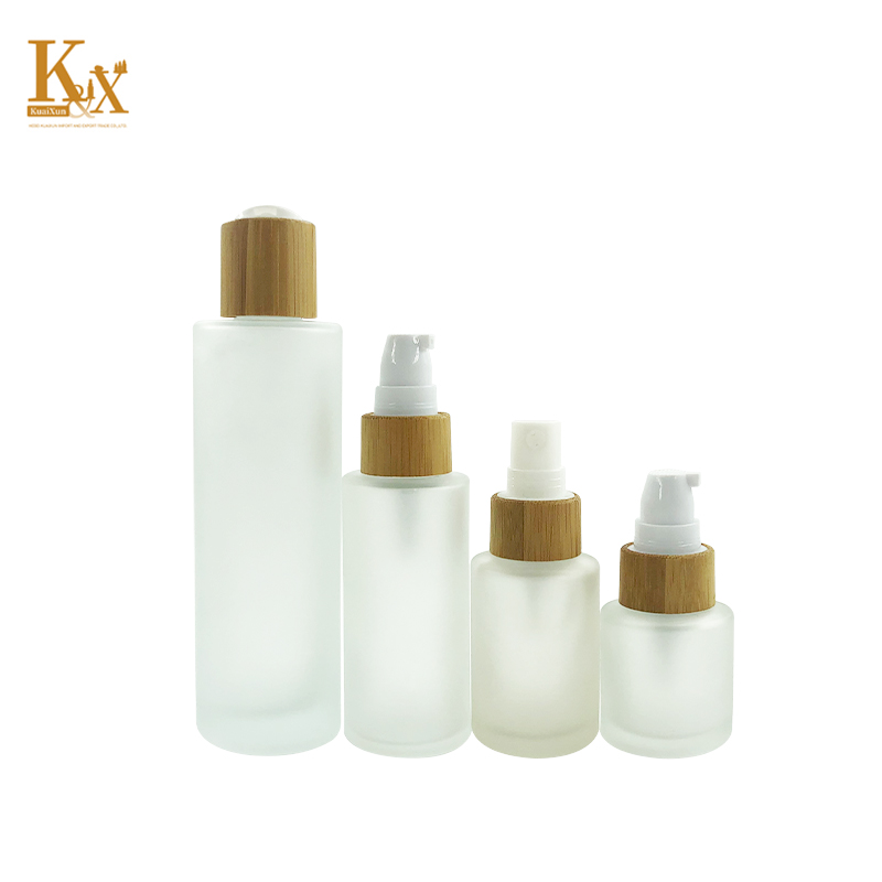 biodegradable packaging 30ml 50ml 100ml 120ml Frosted Clear Bamboo Lotion Pump Bottle Glass Jar With Bamboo