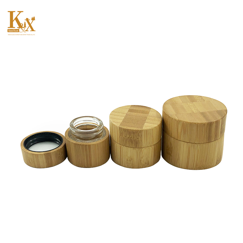 biodegradable packaging empty glass wooden bamboo cream jar with bamboo lid