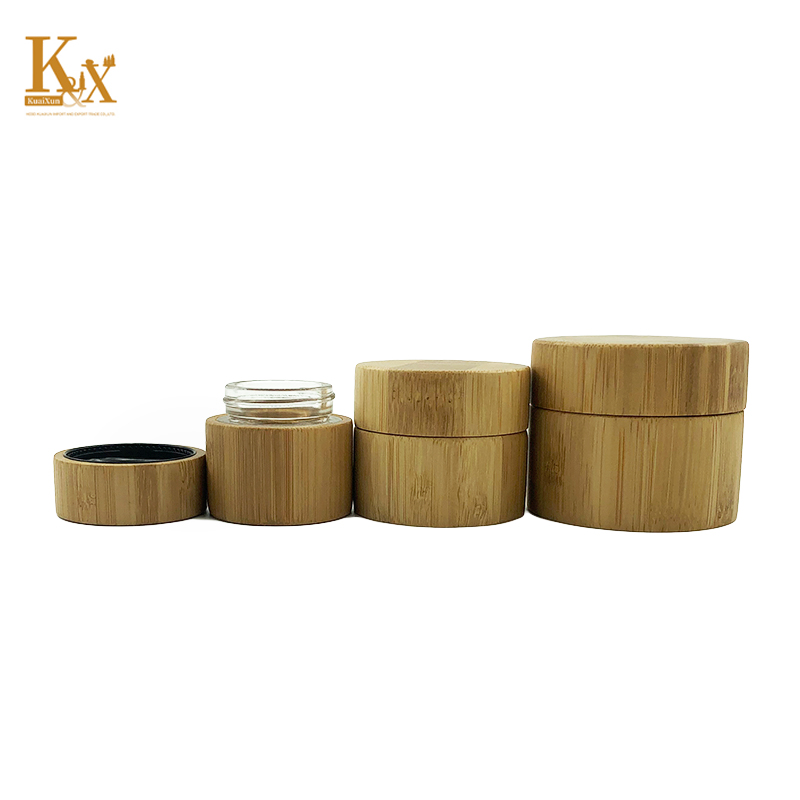 biodegradable packaging empty glass wooden bamboo cream jar with bamboo lid
