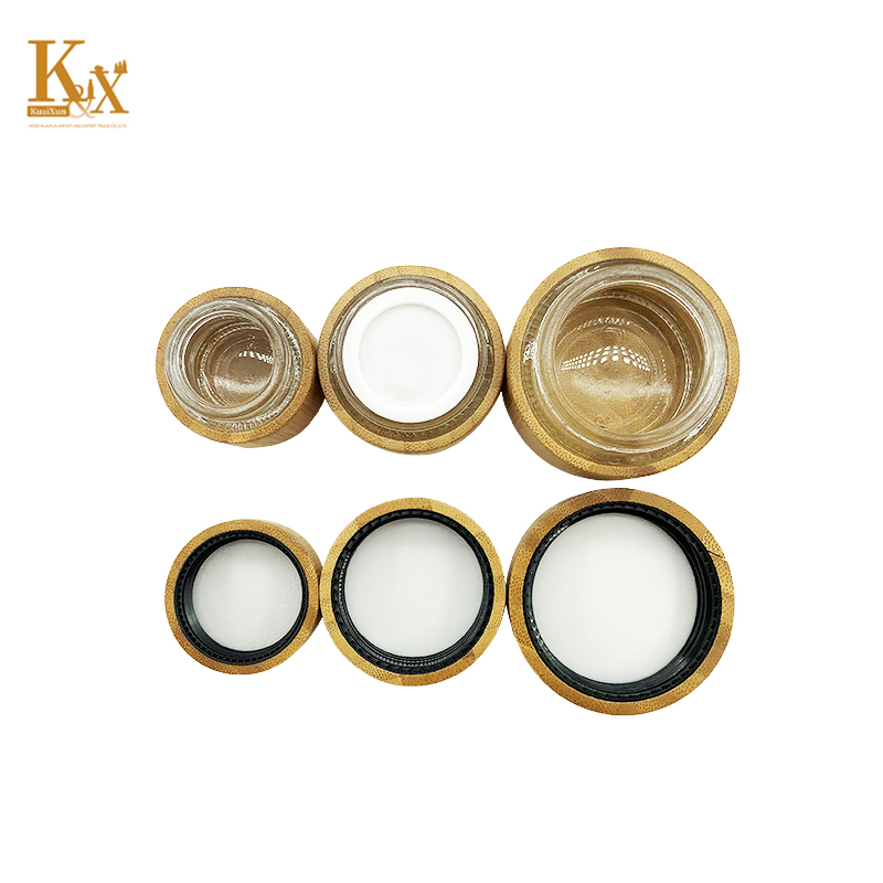 biodegradable packaging empty glass wooden bamboo cream jar with bamboo lid