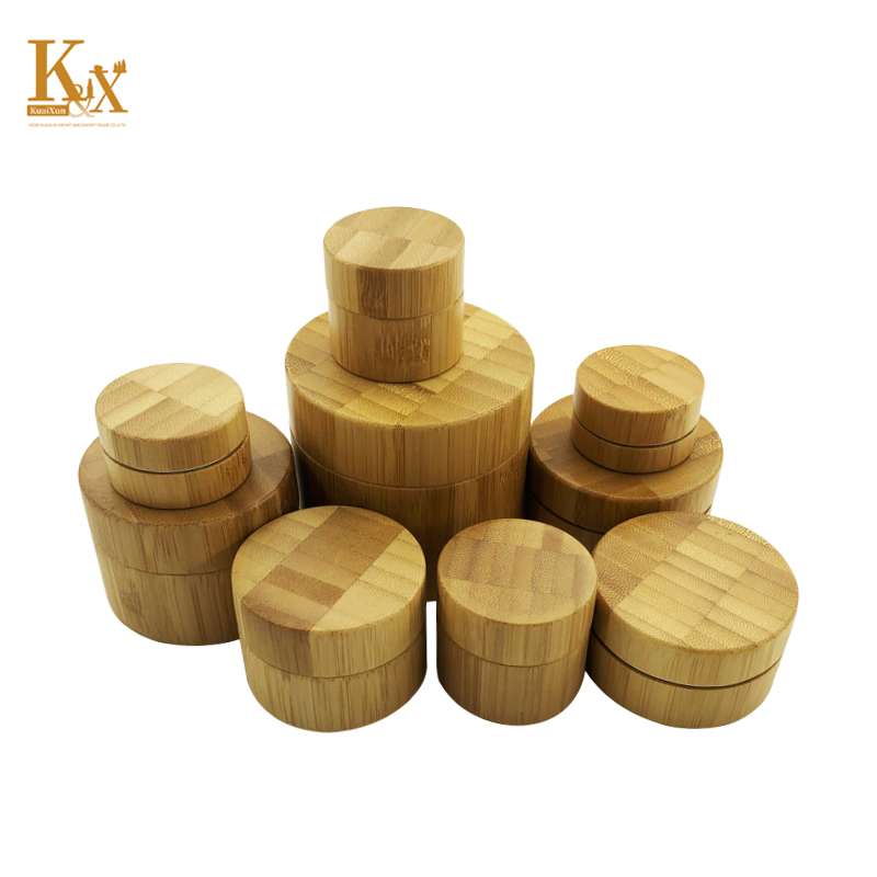 biodegradable packaging empty glass wooden bamboo cream jar with bamboo lid