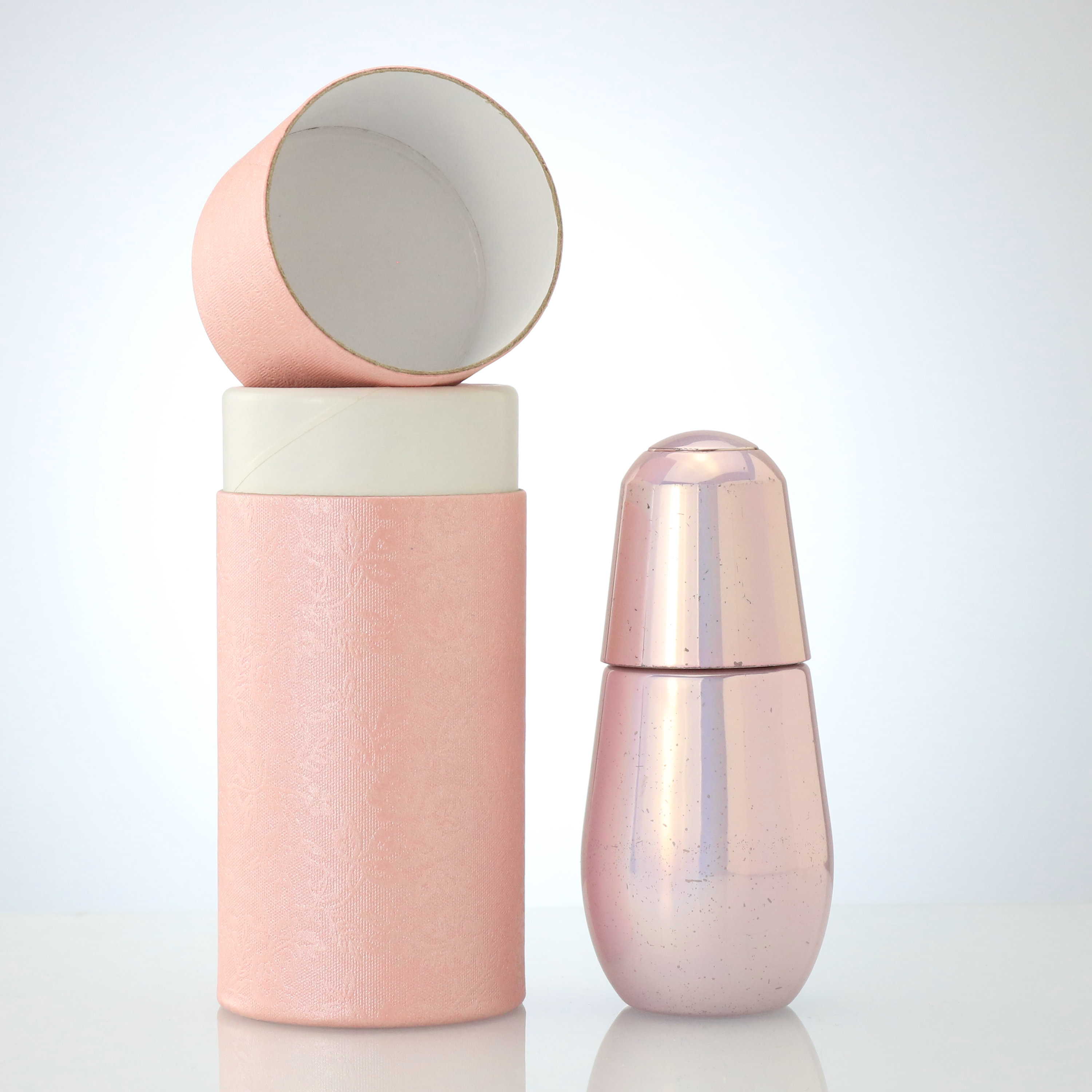 biodegradable pink paper tube cardboard paper tube glass bottle packaging