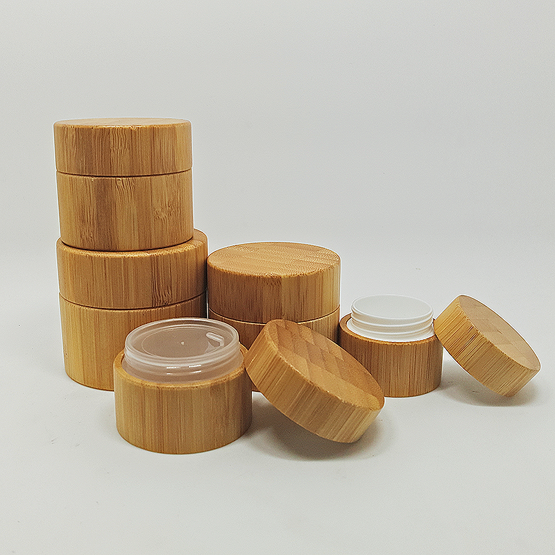 biodegradable wood cosmetic bamboo skincare packaging bottle and jar