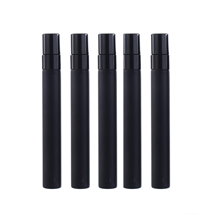 black 10ml Glass Vial frosted matte glass spray refillable perfume atomizer tube pen