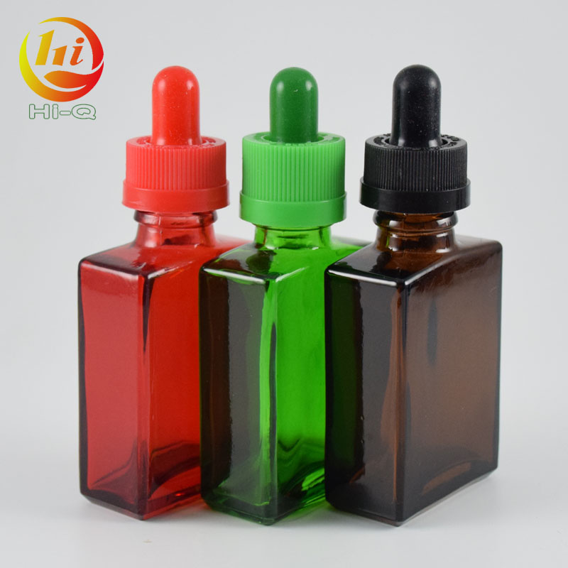black 30ml white rectangle matte frosted glass dropper bottle with screw aluminum cap