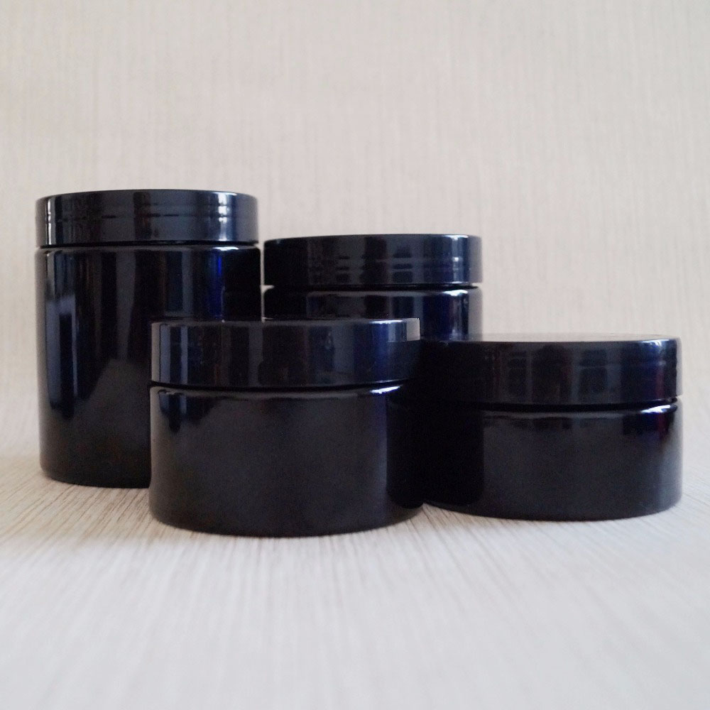 black PET 2 oz plastic cosmetic jars for body face hair packaging cosmetics