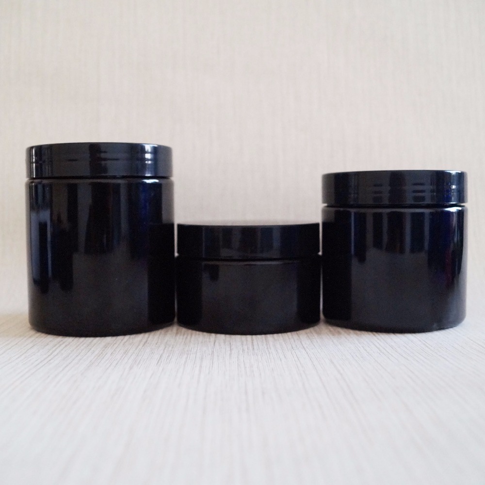 black PET 2 oz plastic cosmetic jars for body face hair packaging cosmetics