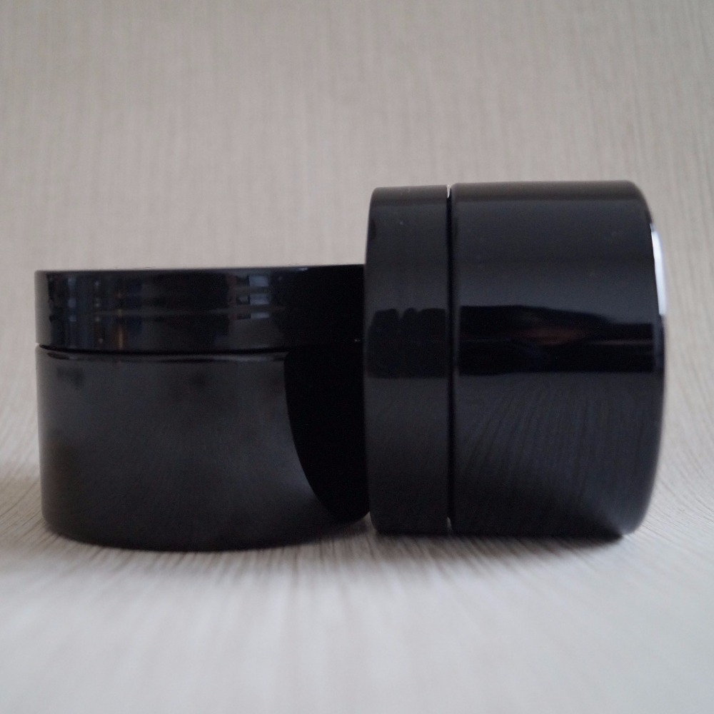 black PET 2 oz plastic cosmetic jars for body face hair packaging cosmetics