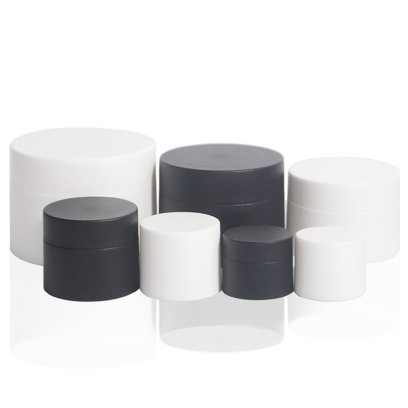 black and white pet plastic double heavy wall lotion face cream jar with wide mouth