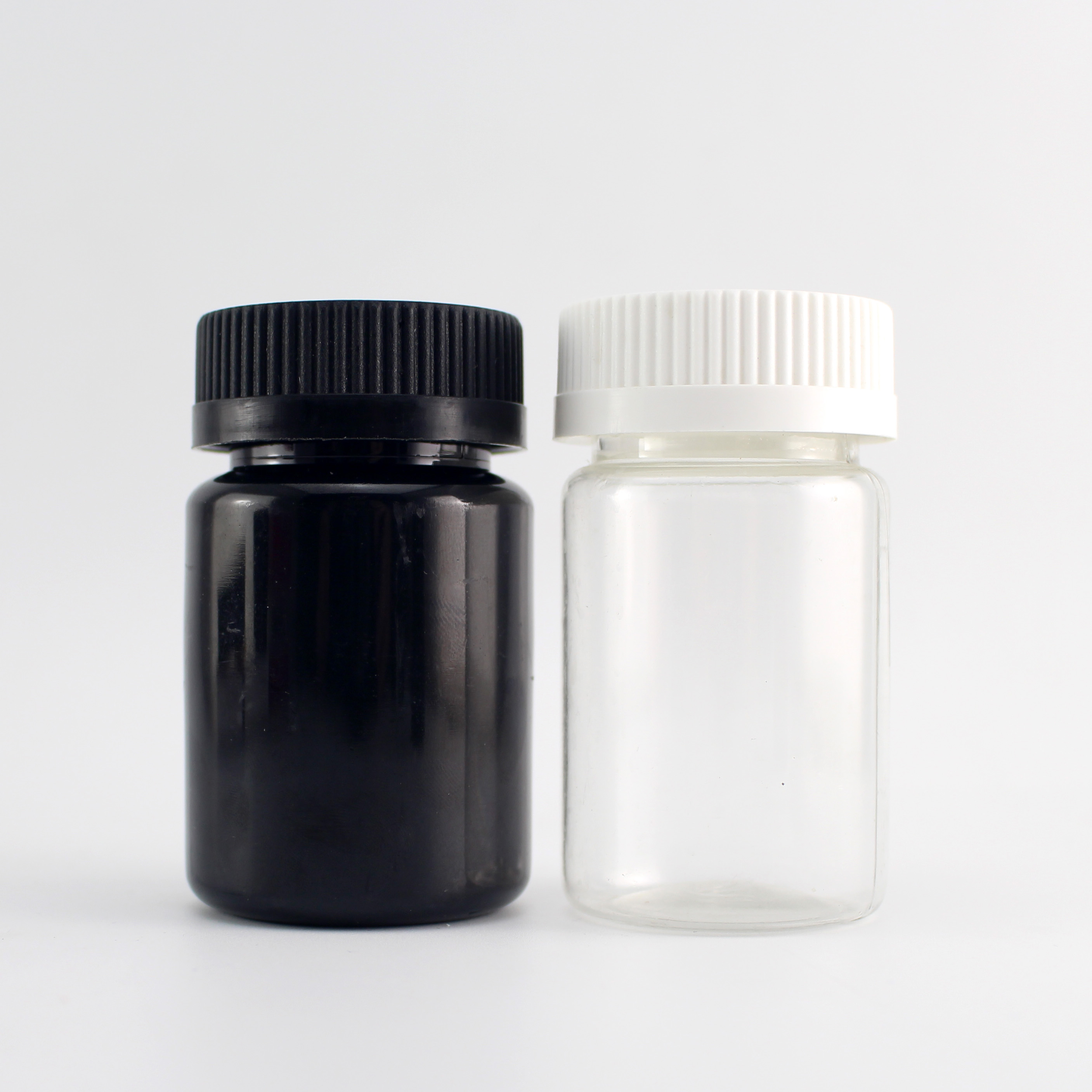 black color 75cc medicine bottles PET 75ml black color pill bottle with childproof cap