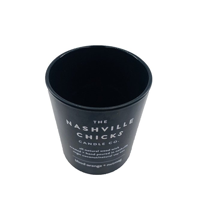 black color empty glass container candle jar with wooden bamboo lid