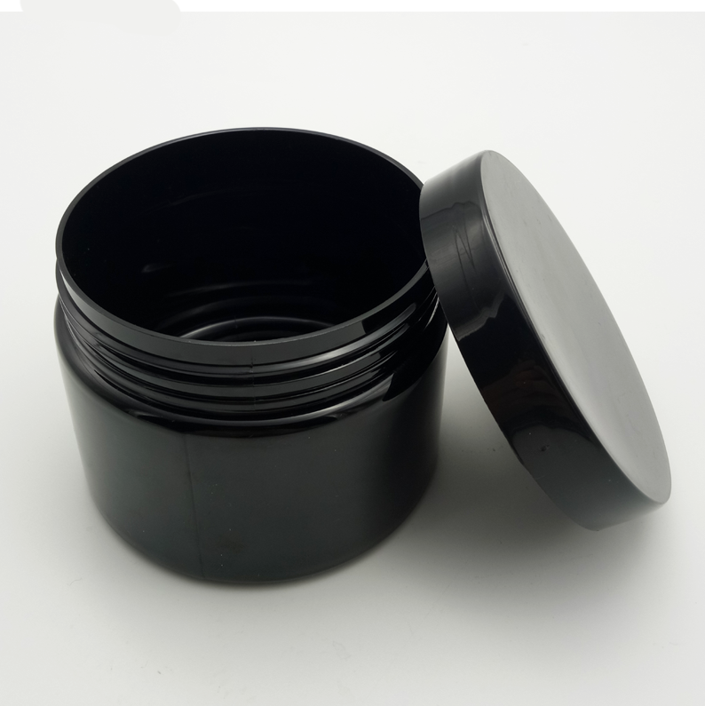 black cosmetic PET 100g plastic jar