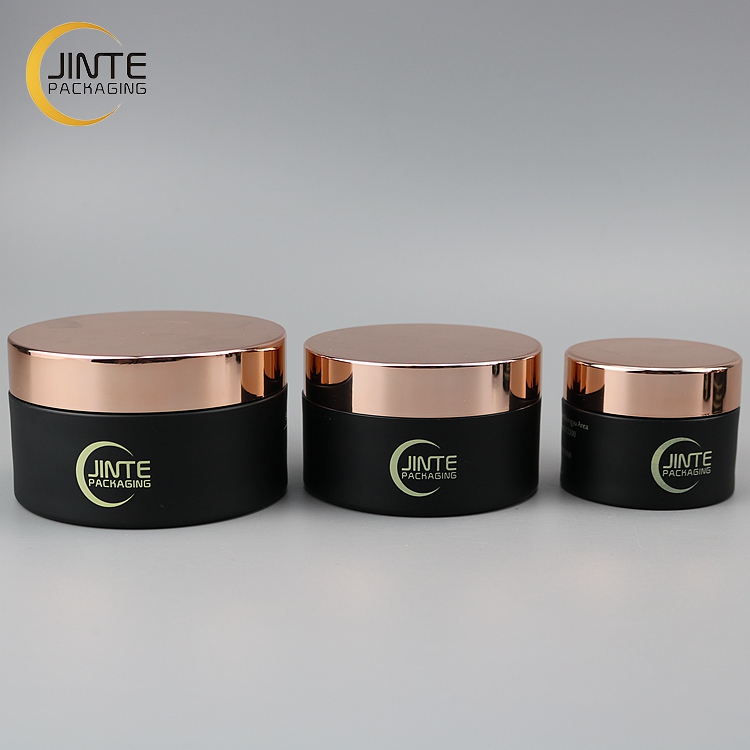 black cosmetic jar 10g 20g 50g with rose gold cover