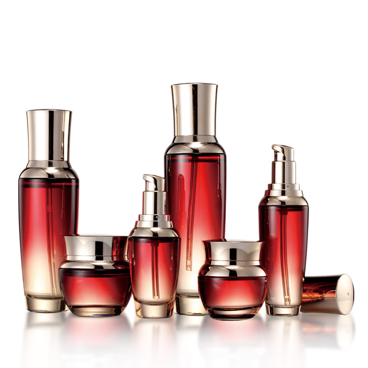 black cosmetic jar packaging high end glass bottle set pump cosmetic skincare packing