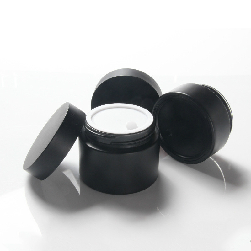 black frosted glass bottle 30ml 100ml 120ml matte black cosmetic glass jar 30g 50g