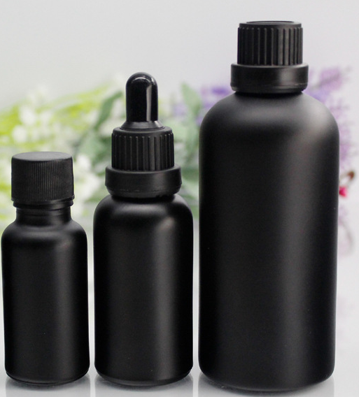black frosted glass bottles with pipette dropper caps20ml 30ml matte black essential oil glass bottle