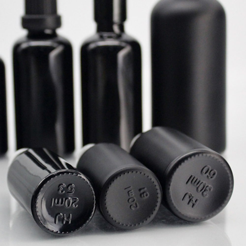 black frosted glass bottles with pipette dropper caps20ml 30ml matte black essential oil glass bottle