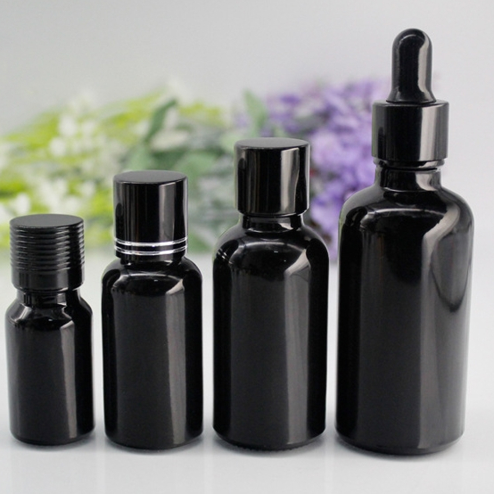black frosted glass bottles with pipette dropper caps20ml 30ml matte black essential oil glass bottle