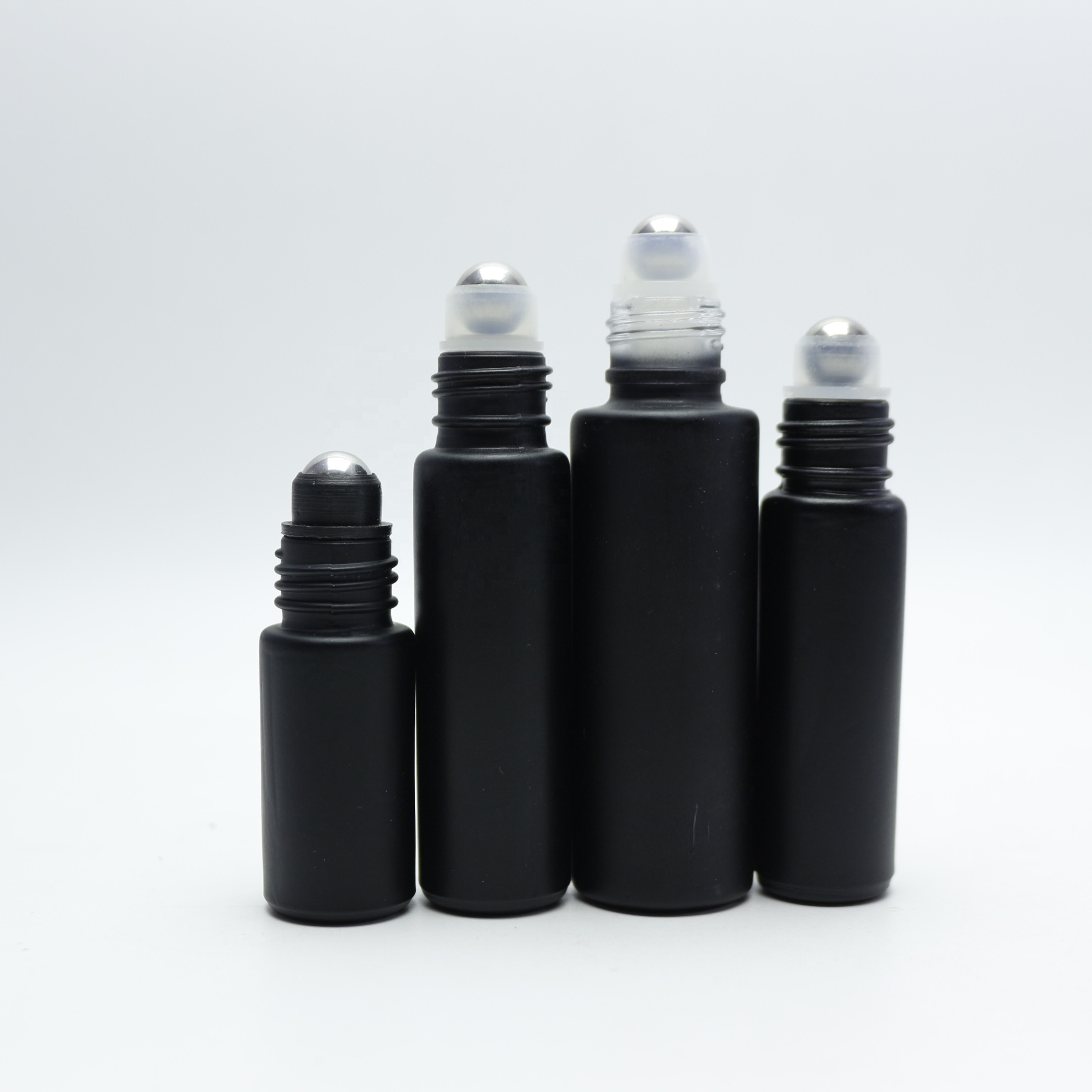 black glass 5ml 8ml 10ml 15ml refillable roll on bottle with Stainless Steel Roller Balls MYE002