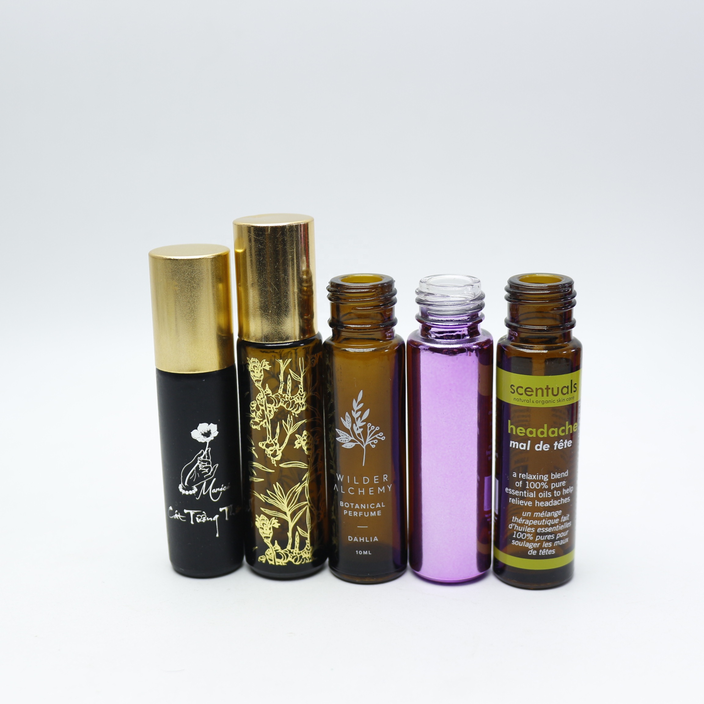 black glass 5ml 8ml 10ml 15ml refillable roll on bottle with Stainless Steel Roller Balls MYE002