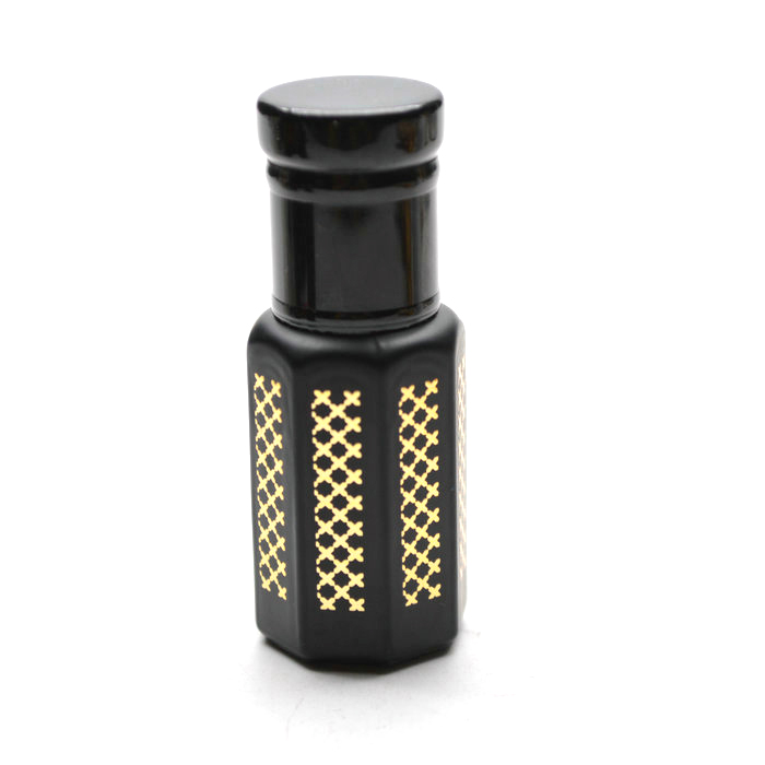 black glass bottle with gold logo for attar oud oil bottle