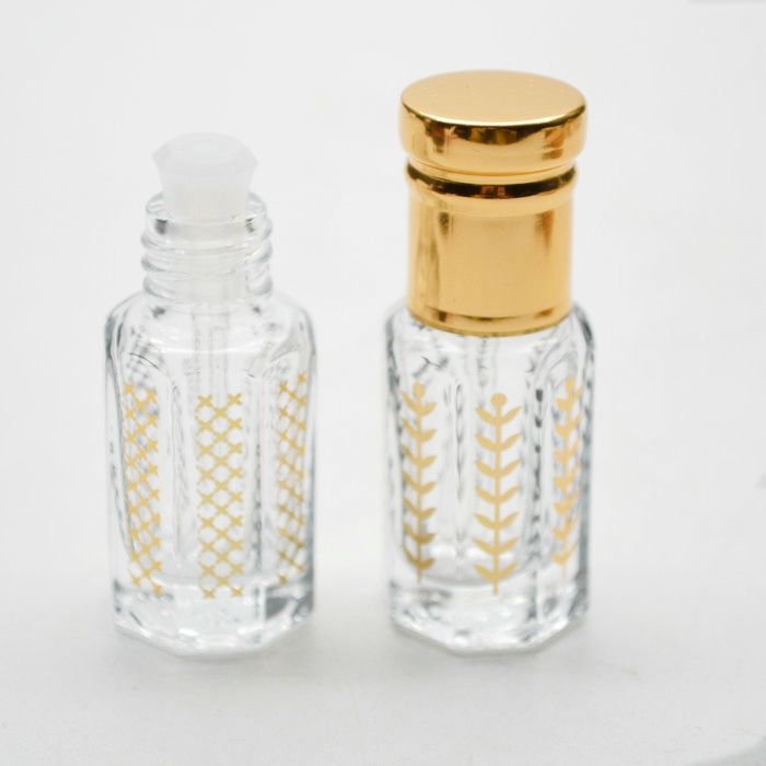 black glass bottle with gold logo for attar oud oil bottle