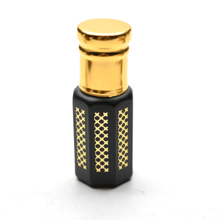 black glass bottle with gold logo for attar oud oil bottle