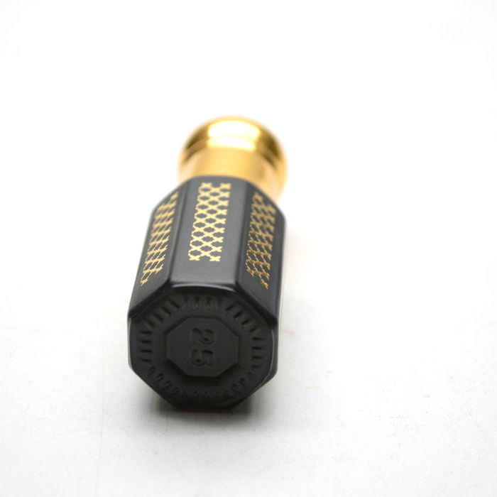 black glass bottle with gold logo for attar oud oil bottle