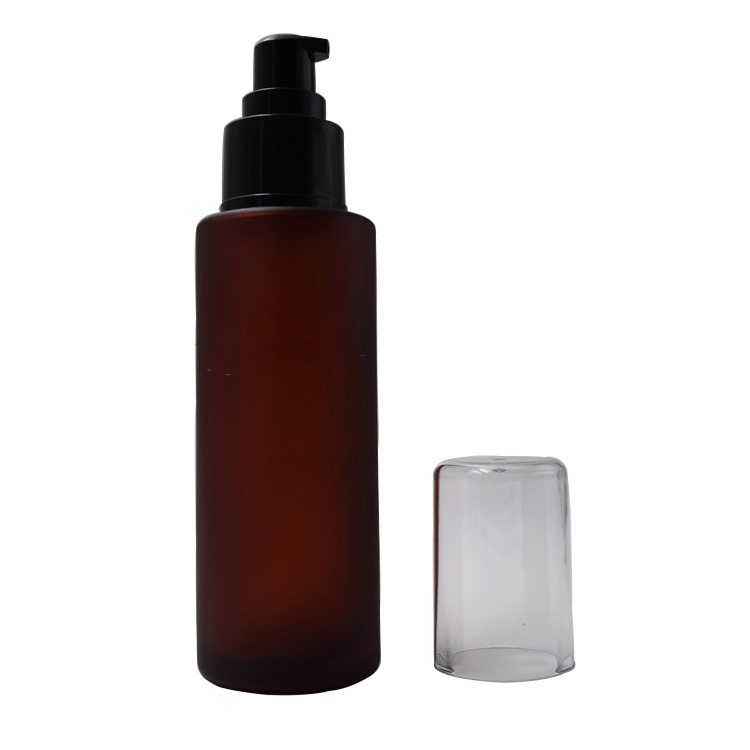 black lotion pump 100ml dark amber hair essential oil glass bottle higher quality