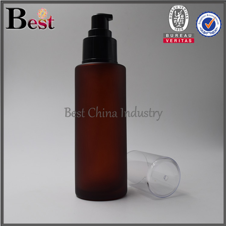 black lotion pump 100ml dark amber hair essential oil glass bottle higher quality