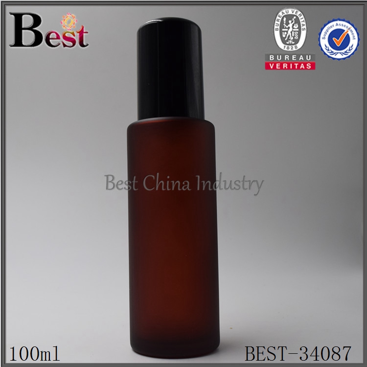 black lotion pump 100ml dark amber hair essential oil glass bottle higher quality