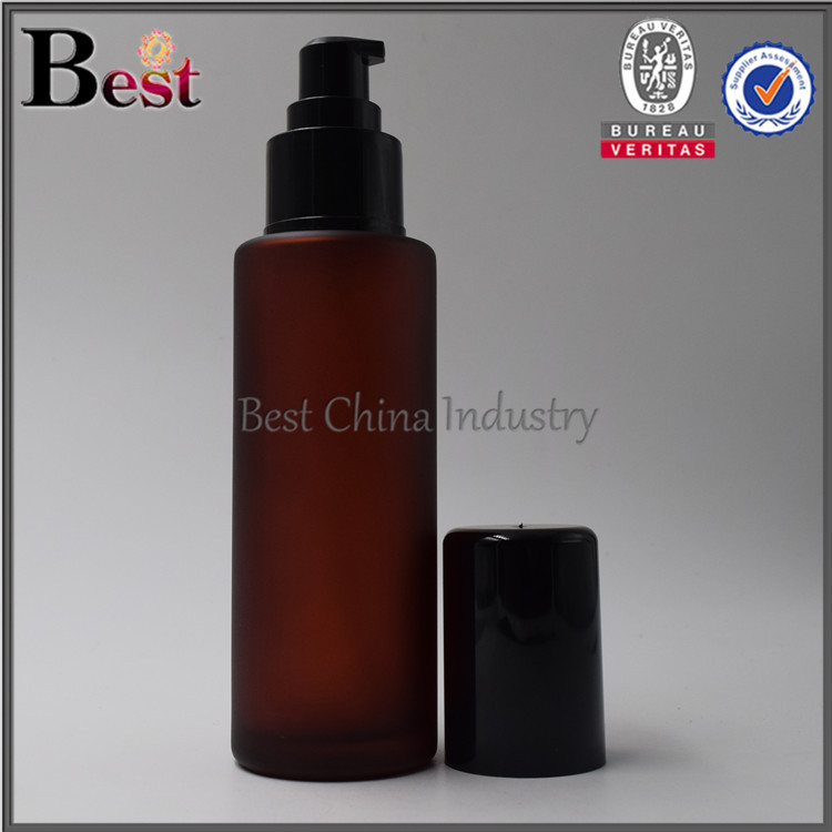 black lotion pump 100ml dark amber hair essential oil glass bottle higher quality