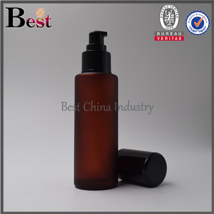 black lotion pump 100ml dark amber hair essential oil glass bottle higher quality