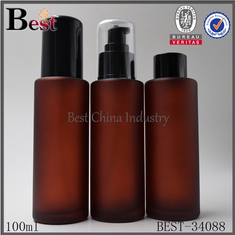 black lotion pump 100ml dark amber hair essential oil glass bottle higher quality