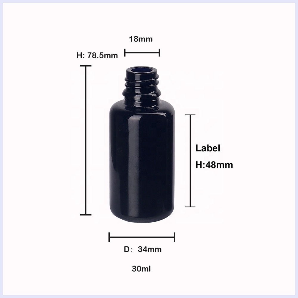 black optical glass black cosmetic bottles 30ml essential oil dispenser pump bottle