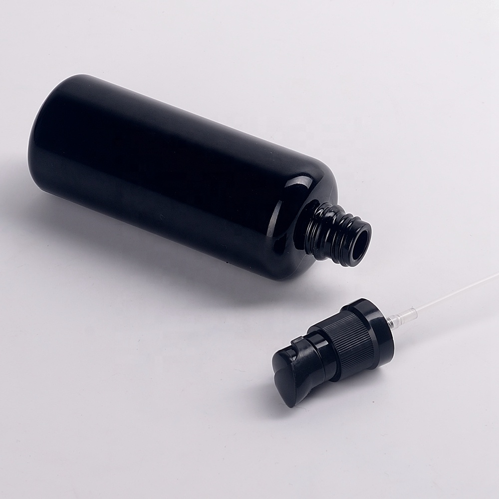 black optical glass black cosmetic bottles 30ml essential oil dispenser pump bottle