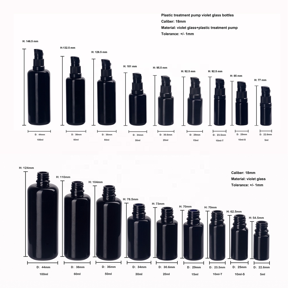 black optical glass black cosmetic bottles 30ml essential oil dispenser pump bottle
