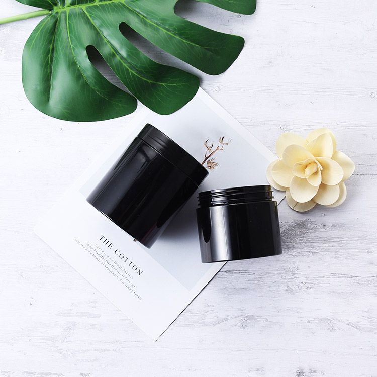 black pet cosmetic cream storage jar with lid for body face hair packaging