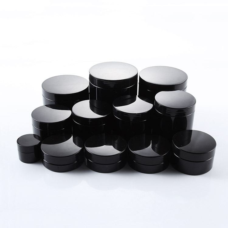 black pet cosmetic cream storage jar with lid for body face hair packaging