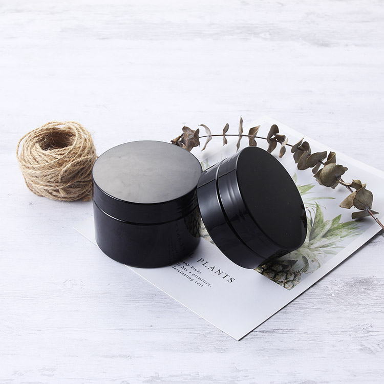 black pet cosmetic cream storage jar with lid for body face hair packaging