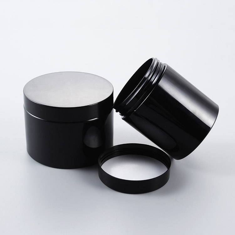 black pet cosmetic cream storage jar with lid for body face hair packaging