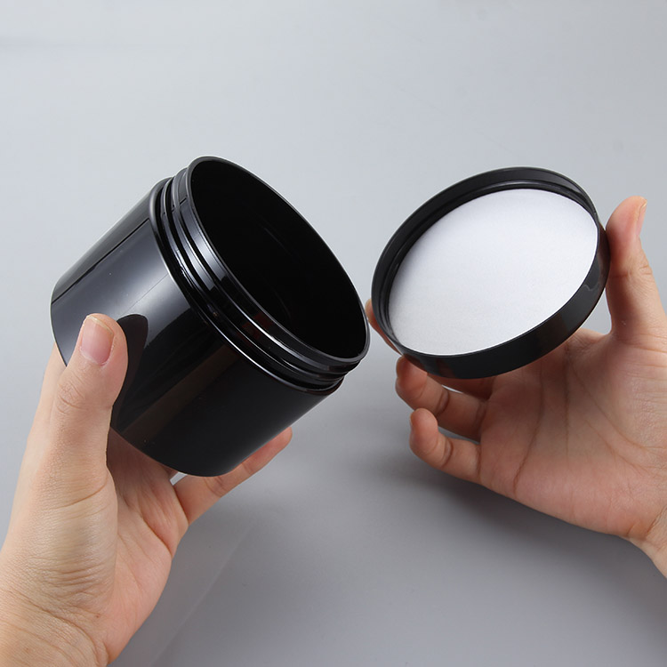 black pet cosmetic cream storage jar with lid for body face hair packaging